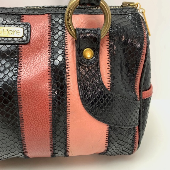 ISABELLA FIORE Leather Pink Black Handbag Purse - Picture 4 of 14